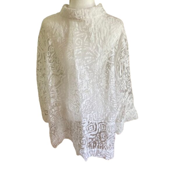 Ruby Rd. Plus Button Down White & Sheer Shirt Elegant Design Artistic, size 24W - Picture 4 of 12